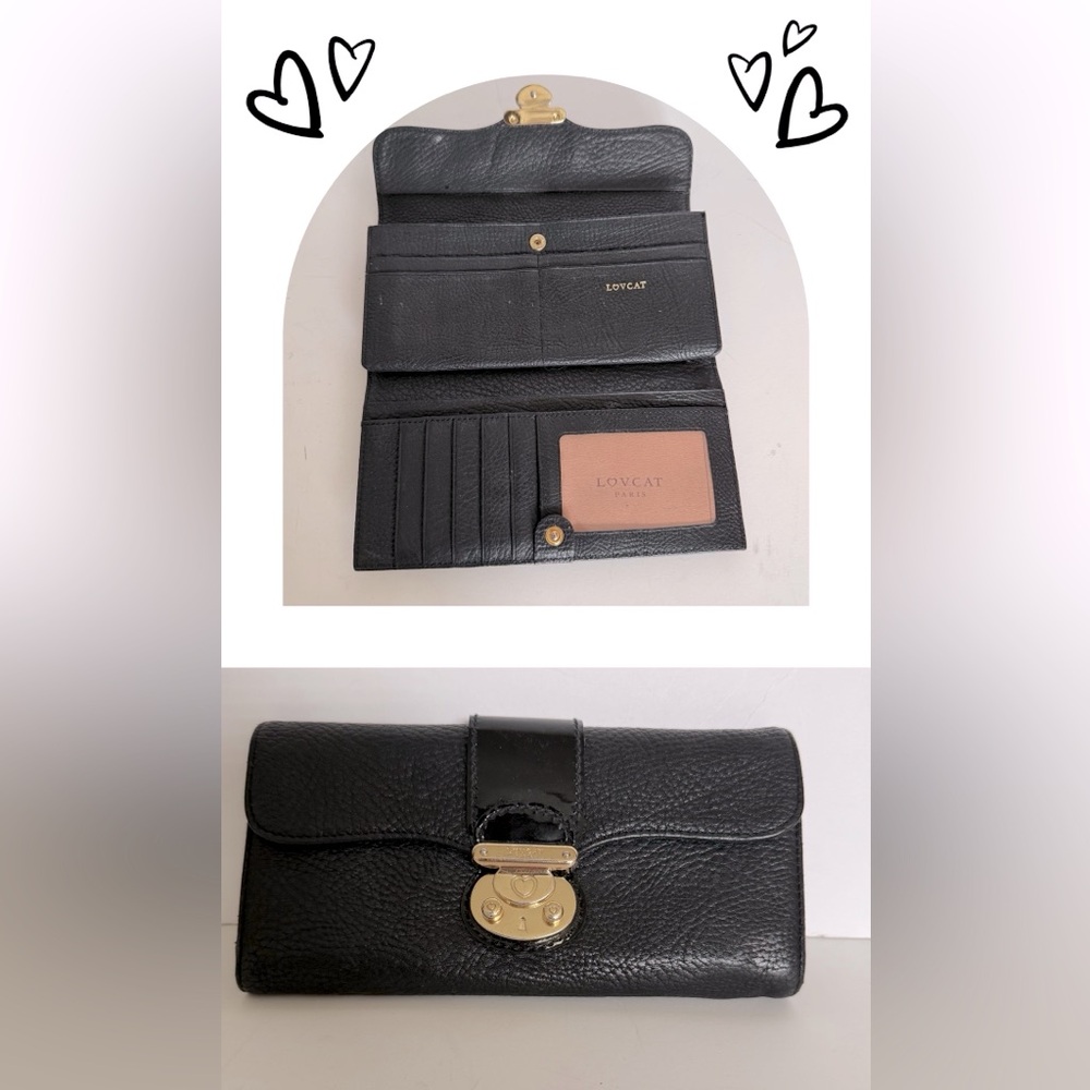 Lovecat Black Leather Wallet